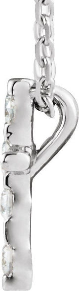 14K Gold Round Natural Diamond Accented Cross Necklace or Pendant – up to 0.08 CTW - White Gold - view 2