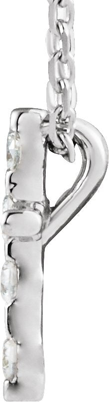 14K Gold Round Natural Diamond Accented Cross Necklace or Pendant – up to 0.08 CTW - White Gold - view 2