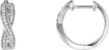 14K Gold Round Natural Diamond Accented Infinity-Inspired Hoop Earrings - White Gold