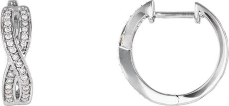 14K Gold Round Natural Diamond Accented Infinity-Inspired Hoop Earrings - White Gold