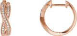 14K Gold Round Natural Diamond Accented Infinity-Inspired Hoop Earrings - Rose Gold