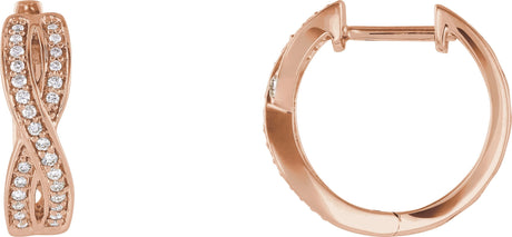14K Gold Round Natural Diamond Accented Infinity-Inspired Hoop Earrings - Rose Gold