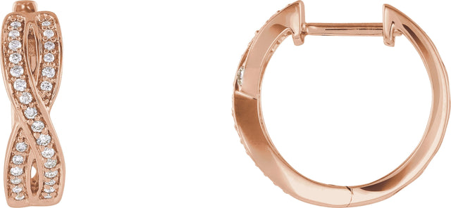 14K Gold Round Natural Diamond Accented Infinity-Inspired Hoop Earrings - Rose Gold