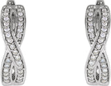14K Gold Round Natural Diamond Accented Infinity-Inspired Hoop Earrings - White Gold - view 2