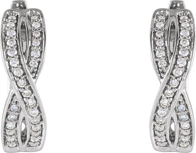 14K Gold Round Natural Diamond Accented Infinity-Inspired Hoop Earrings - White Gold - view 2