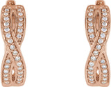 14K Gold Round Natural Diamond Accented Infinity-Inspired Hoop Earrings - Rose Gold - view 2