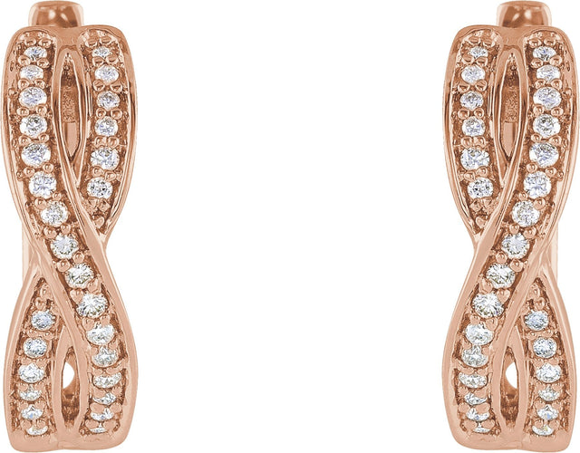 14K Gold Round Natural Diamond Accented Infinity-Inspired Hoop Earrings - Rose Gold - view 2