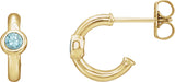 14K Gold Round Natural Blue Zircon Bezel-Set Huggie Earrings - Yellow Gold
