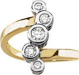 14K Gold Round Natural Diamond Bezel-Set Right Hand Ring - Two-Tone - view 3
