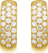 14K Gold Round Lab-Grown Diamond Pavé-Style Hoop Earrings - Yellow Gold - view 2