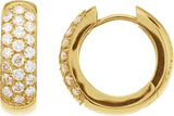 14K Gold Round Natural Diamond Pavé-Style Hoop Earrings - Yellow Gold