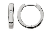 18K Gold Round Natural Diamond Accented Hinged Hoop Earrings