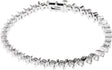 14K Gold Round Natural Diamond Accented Line Bracelet II - White Gold