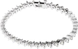 14K Gold Round Natural Diamond Accented Line Bracelet II - White Gold