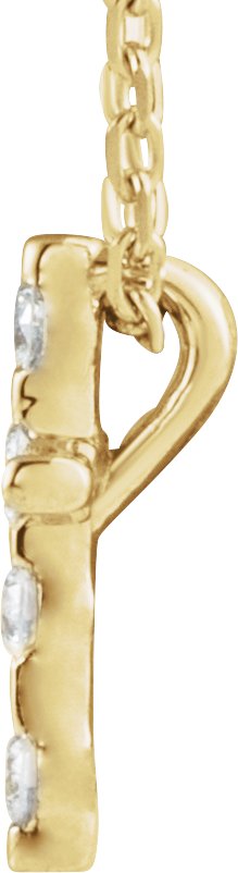 14K Gold Round Natural Diamond Accented Cross Necklace or Pendant – up to 0.08 CTW - Yellow Gold - view 2