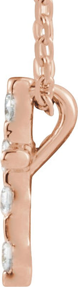 14K Gold Round Natural Diamond Accented Cross Necklace or Pendant – up to 0.08 CTW - Rose Gold - view 2