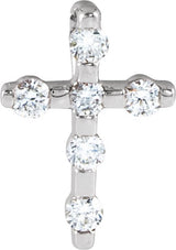 Platinum Round Natural Diamond Accented Cross Necklace or Pendant – up to 0.08 CTW