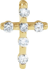 14K Gold Round Natural Diamond Accented Cross Necklace or Pendant – up to 0.08 CTW - Yellow Gold