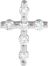 14K Gold Round Natural Diamond Accented Cross Necklace or Pendant – up to 0.08 CTW - White Gold
