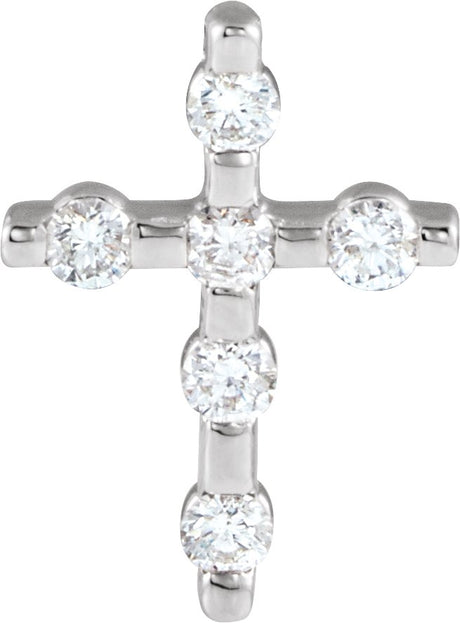 14K Gold Round Natural Diamond Accented Cross Necklace or Pendant – up to 0.08 CTW - White Gold