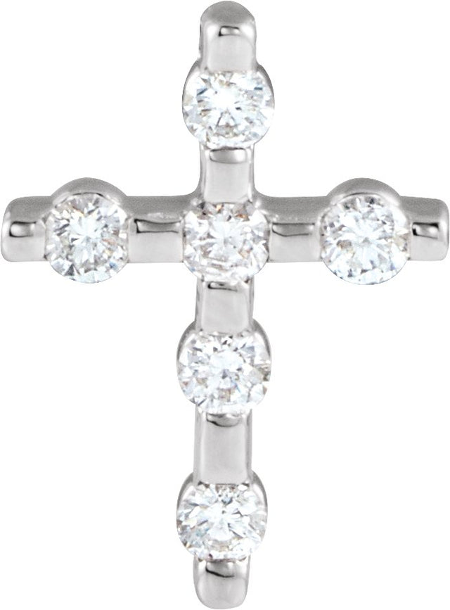14K Gold Round Natural Diamond Accented Cross Necklace or Pendant – up to 0.08 CTW - White Gold
