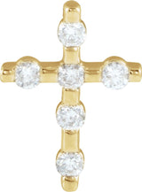 14K Gold Round Natural Diamond Accented Cross Necklace or Pendant – up to 0.08 CTW - Yellow Gold