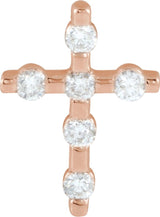 14K Gold Round Natural Diamond Accented Cross Necklace or Pendant – up to 0.08 CTW - Rose Gold