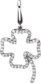 14K Gold Round Natural Diamond Four-Leaf Clover Pendant