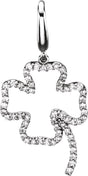 14K Gold Round Natural Diamond Four-Leaf Clover Pendant