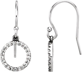 14K Gold Round Natural Diamond Accented Circular Earrings