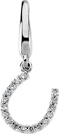 14K Gold Round Natural Diamond Horseshoe Pendant