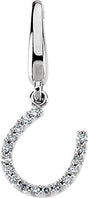 14K Gold Round Natural Diamond Horseshoe Pendant
