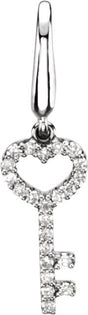 14K Gold Round Natural Diamond Heart & Key Pendant