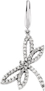 14K Gold Round Natural Diamond Dragonfly Pendant
