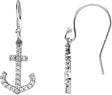 14K Gold Round Natural Diamond Accented Anchor Earrings