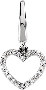 14K Gold Round Natural Diamond Accented Heart Pendant – 0.08 CTW - White Gold