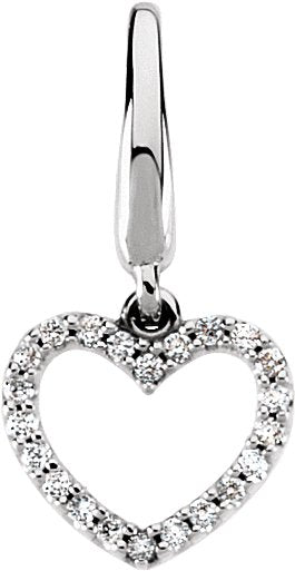 14K Gold Round Natural Diamond Accented Heart Pendant – 0.08 CTW - White Gold