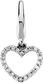 14K Gold Round Natural Diamond Accented Heart Pendant – 0.08 CTW - White Gold