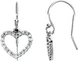 14K Gold Round Natural Diamond Accented Heart Earrings - White Gold