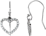 14K Gold Round Natural Diamond Accented Heart Earrings - White Gold