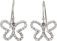 14K Gold Round Natural Diamond Accented Butterfly Earrings
