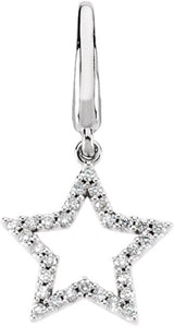 14K Gold Round Natural Diamond Accented Star Pendant – 1/8 CTW - White Gold