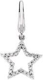 14K Gold Round Natural Diamond Accented Star Pendant – 1/8 CTW - White Gold