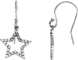 14K Gold Round Natural Diamond Accented Star Earrings