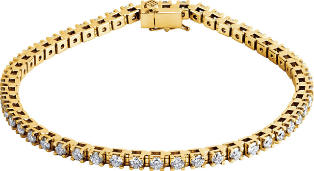 14K Gold Round Natural Diamond Line Bracelet VIII - Yellow Gold