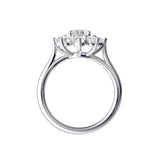 14K Gold Round Natural Diamond Cluster Ring – 6.3mm Stones - White Gold - view 2
