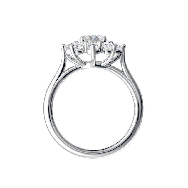 14K Gold Round Natural Diamond Cluster Ring – 6.3mm Stones - White Gold - view 2