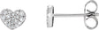 14K Gold Round Natural Diamond Cluster Heart Earrings