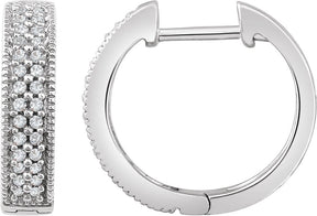 14K Gold Round Natural Diamond Hoop Earrings