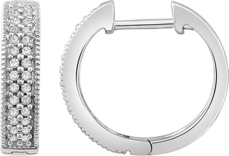 14K Gold Round Natural Diamond Hoop Earrings